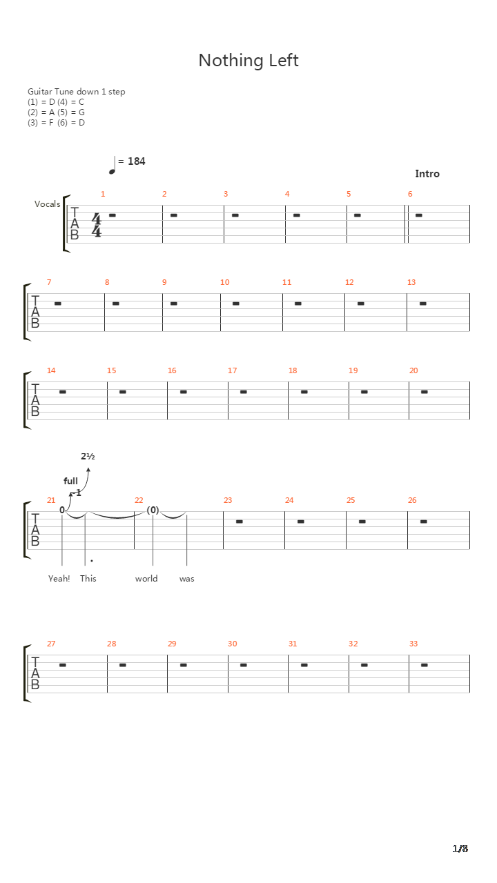 Nothing Left吉他谱