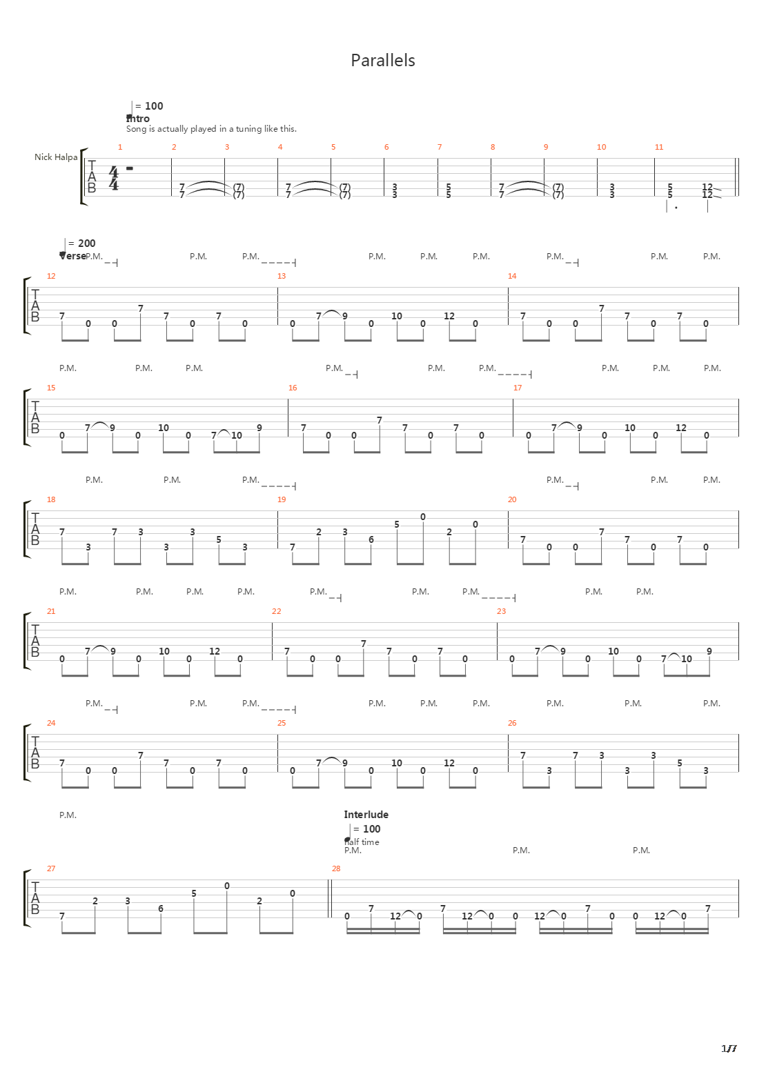 Parallels吉他谱