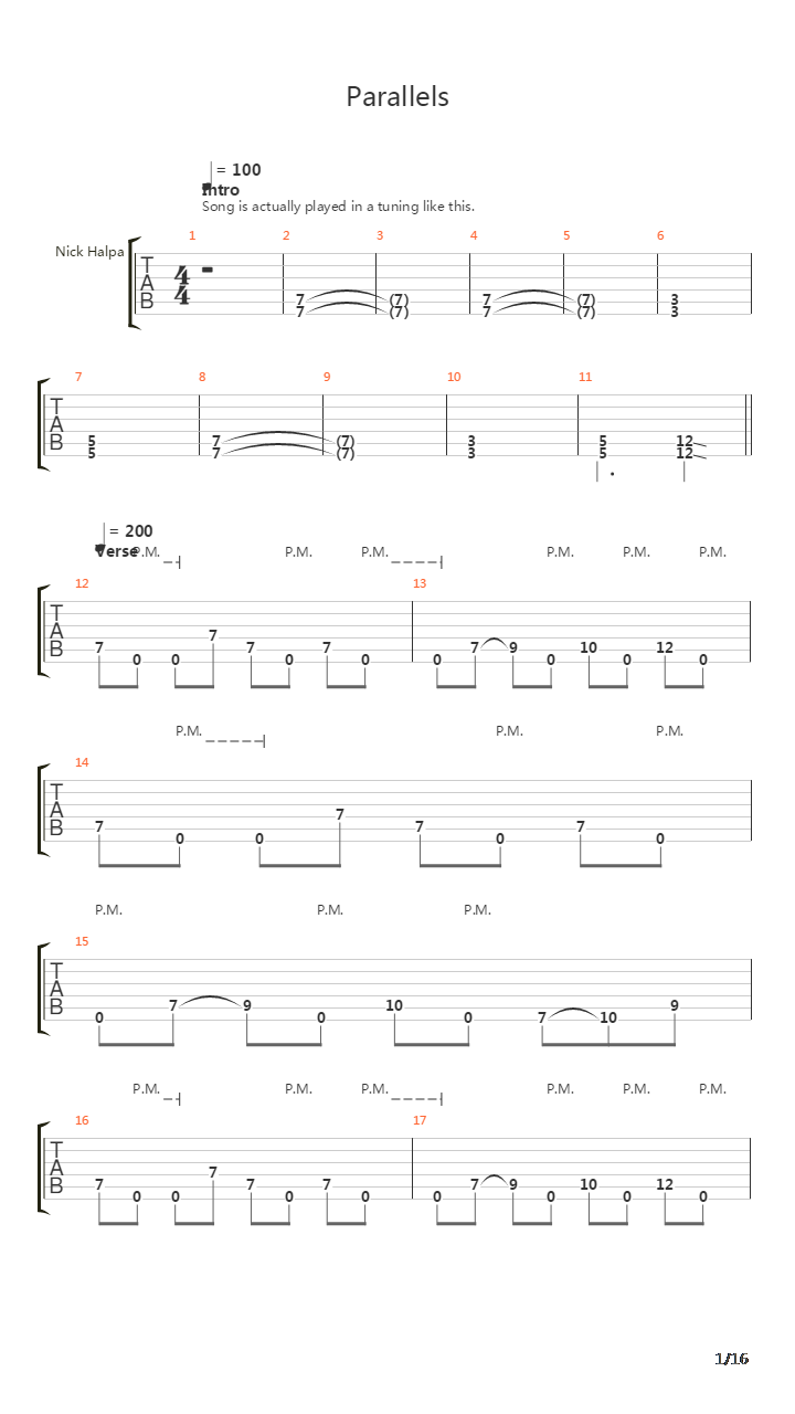 Parallels吉他谱