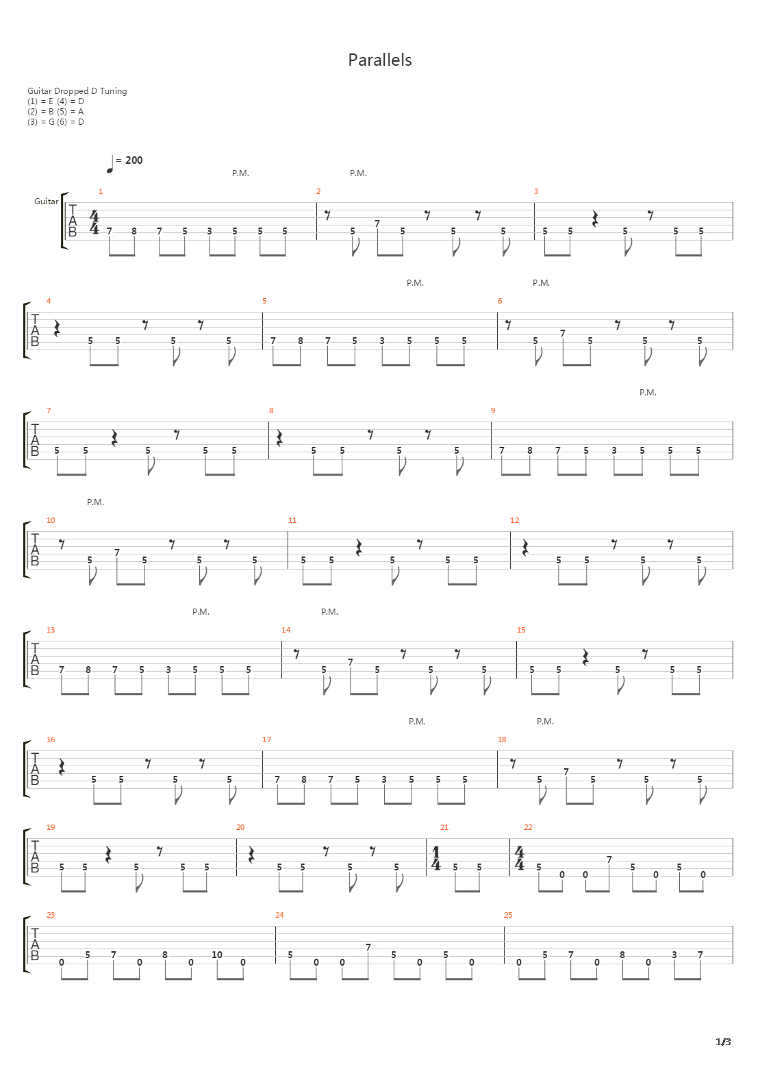 Parallels吉他谱