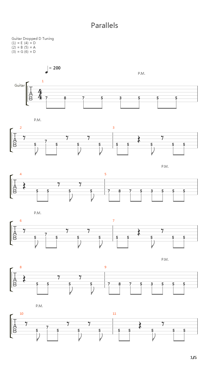 Parallels吉他谱