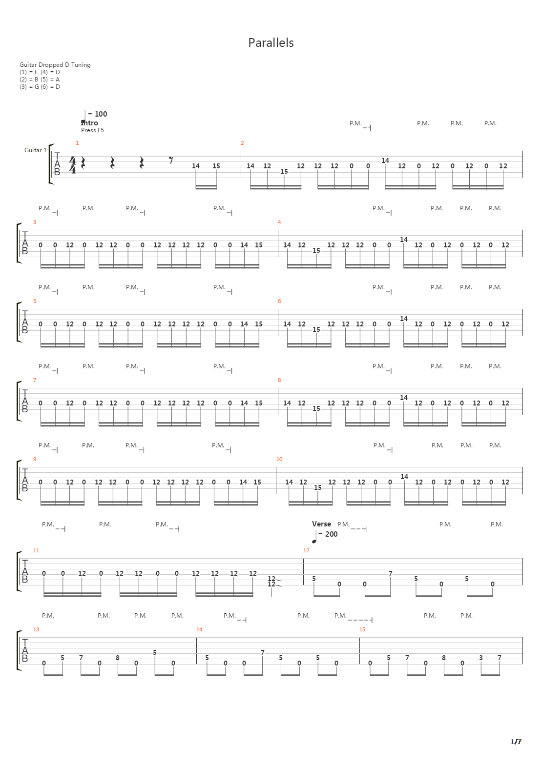 Parallels吉他谱