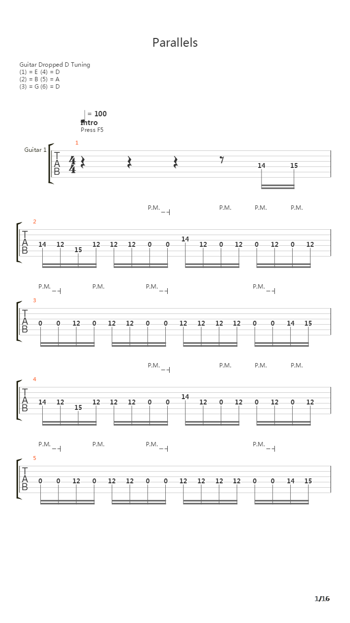 Parallels吉他谱