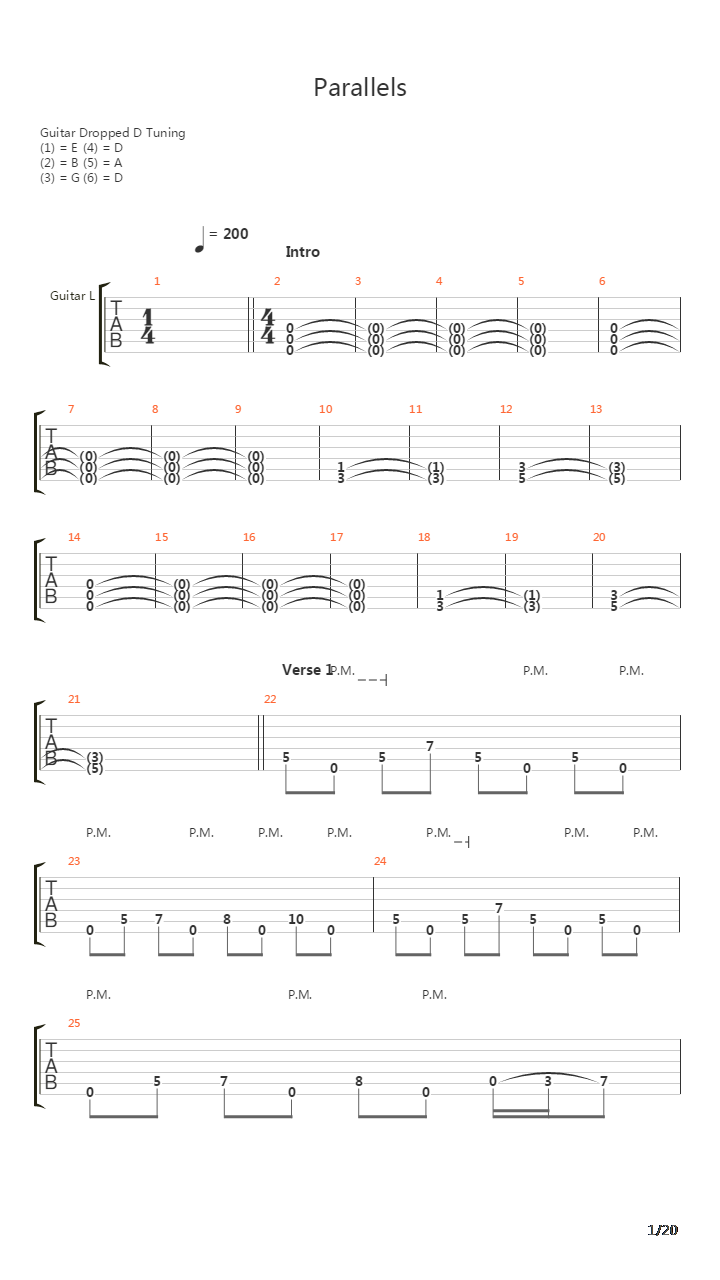 Parallels吉他谱