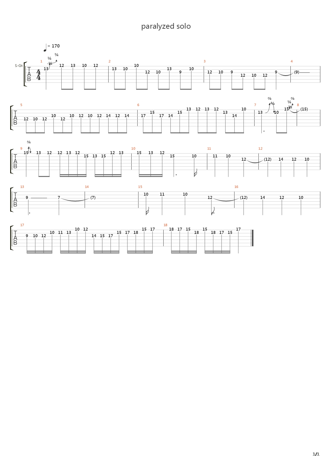 Paralyzed吉他谱