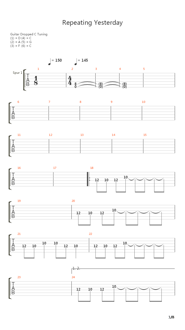 Repeating Yesterday吉他谱