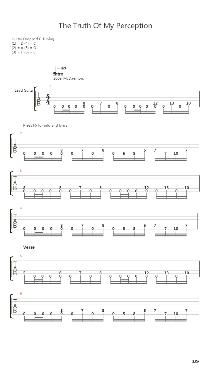 Truth Of My Perception吉他谱