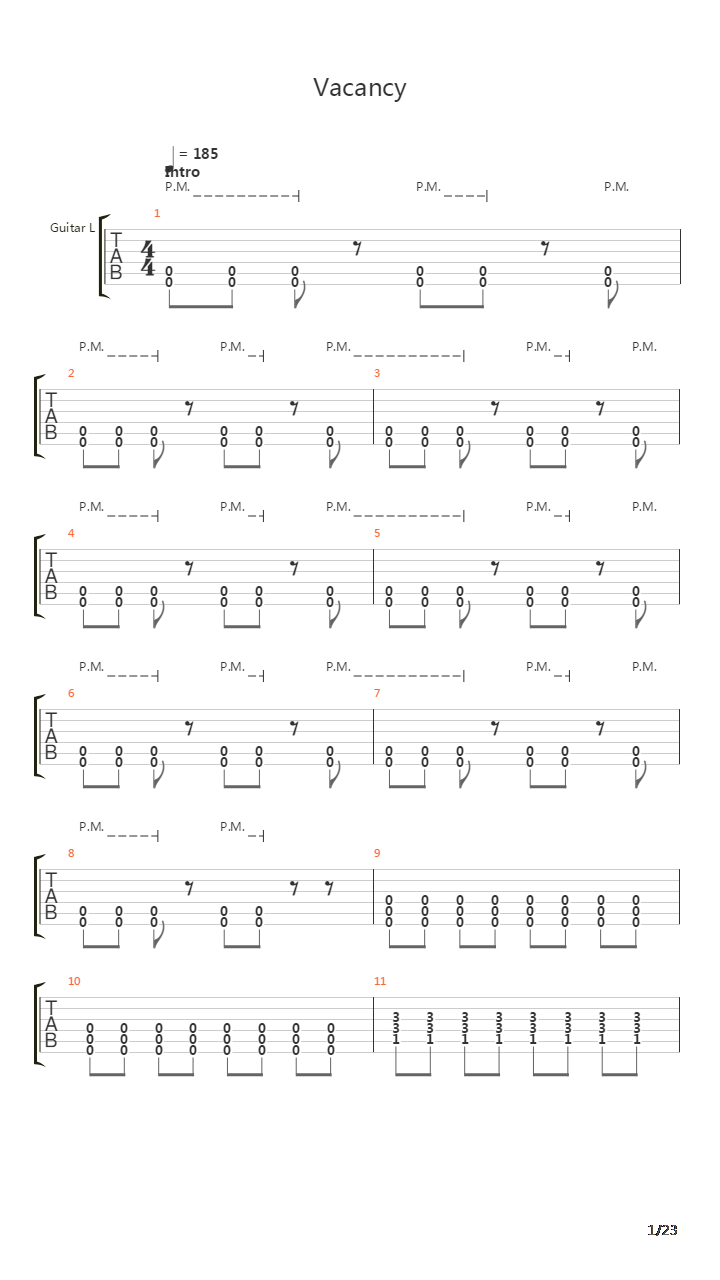 Vacancy吉他谱