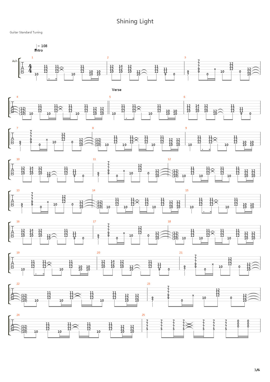 Shining Light吉他谱