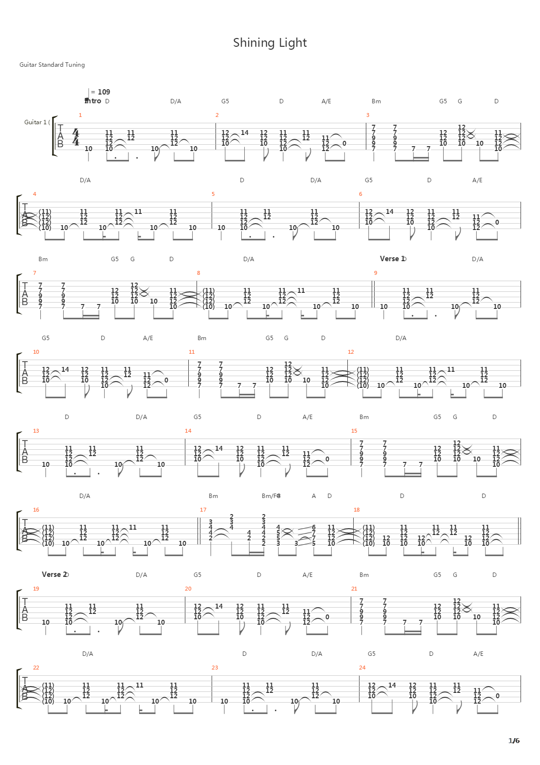 Shining Light吉他谱