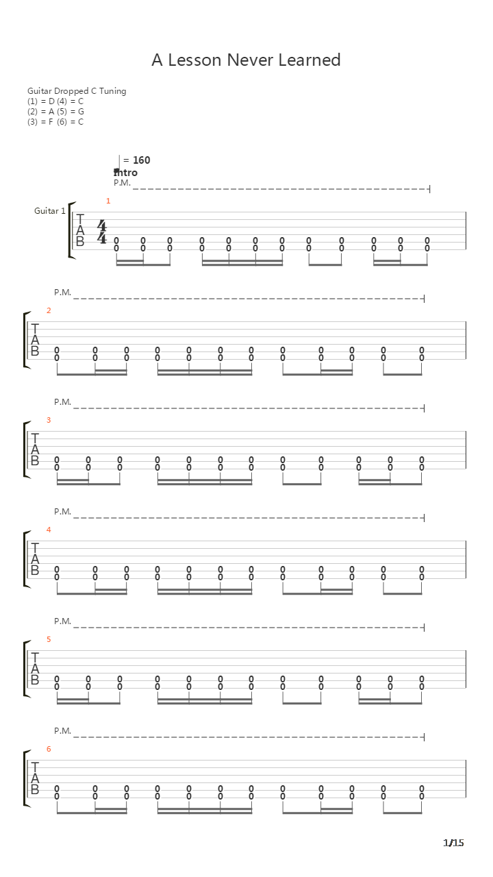 A Lesson Never Learned吉他谱