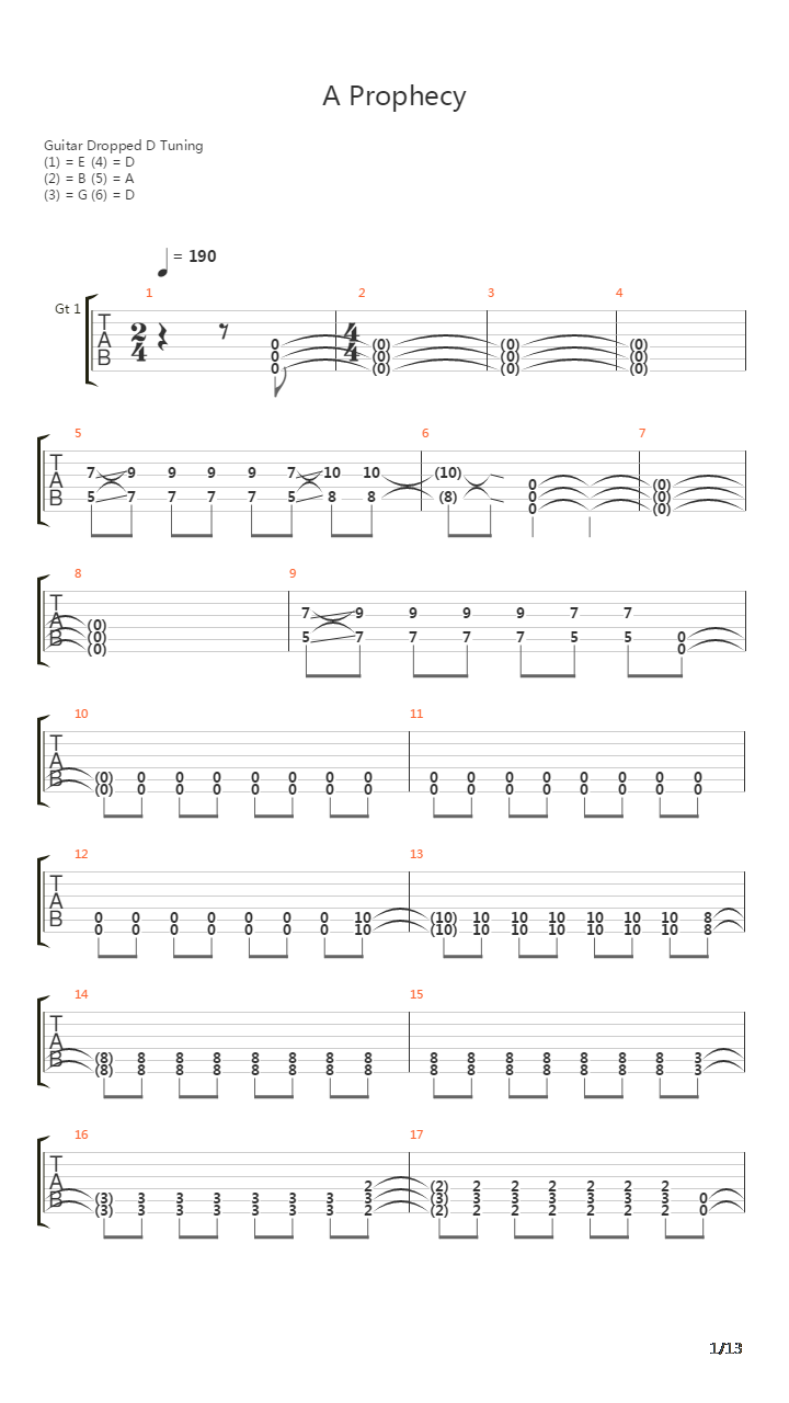 A Prophecy吉他谱