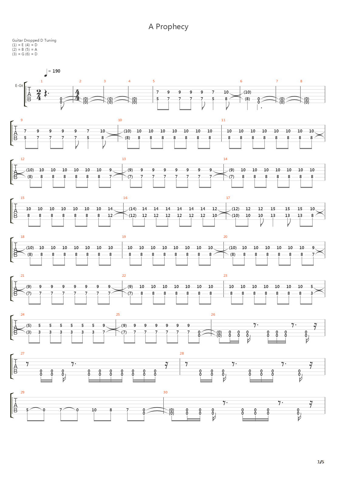 A Prophecy吉他谱