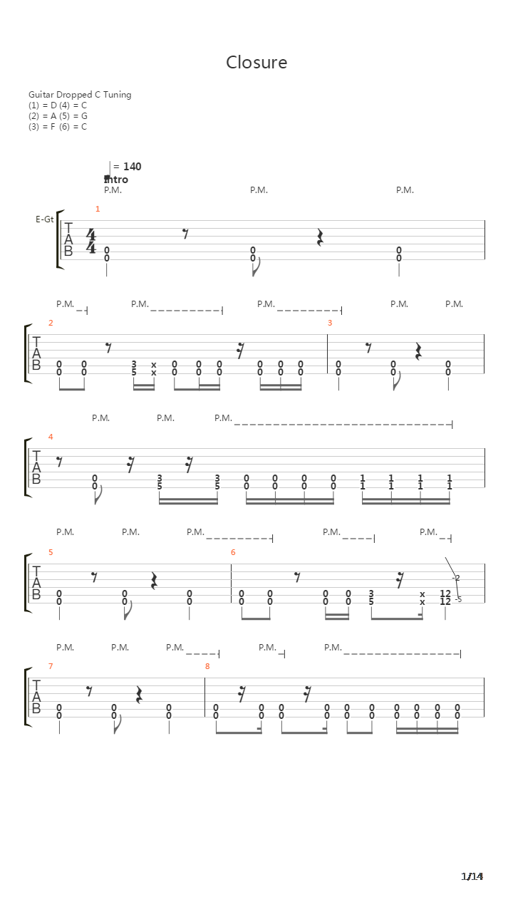Closure吉他谱