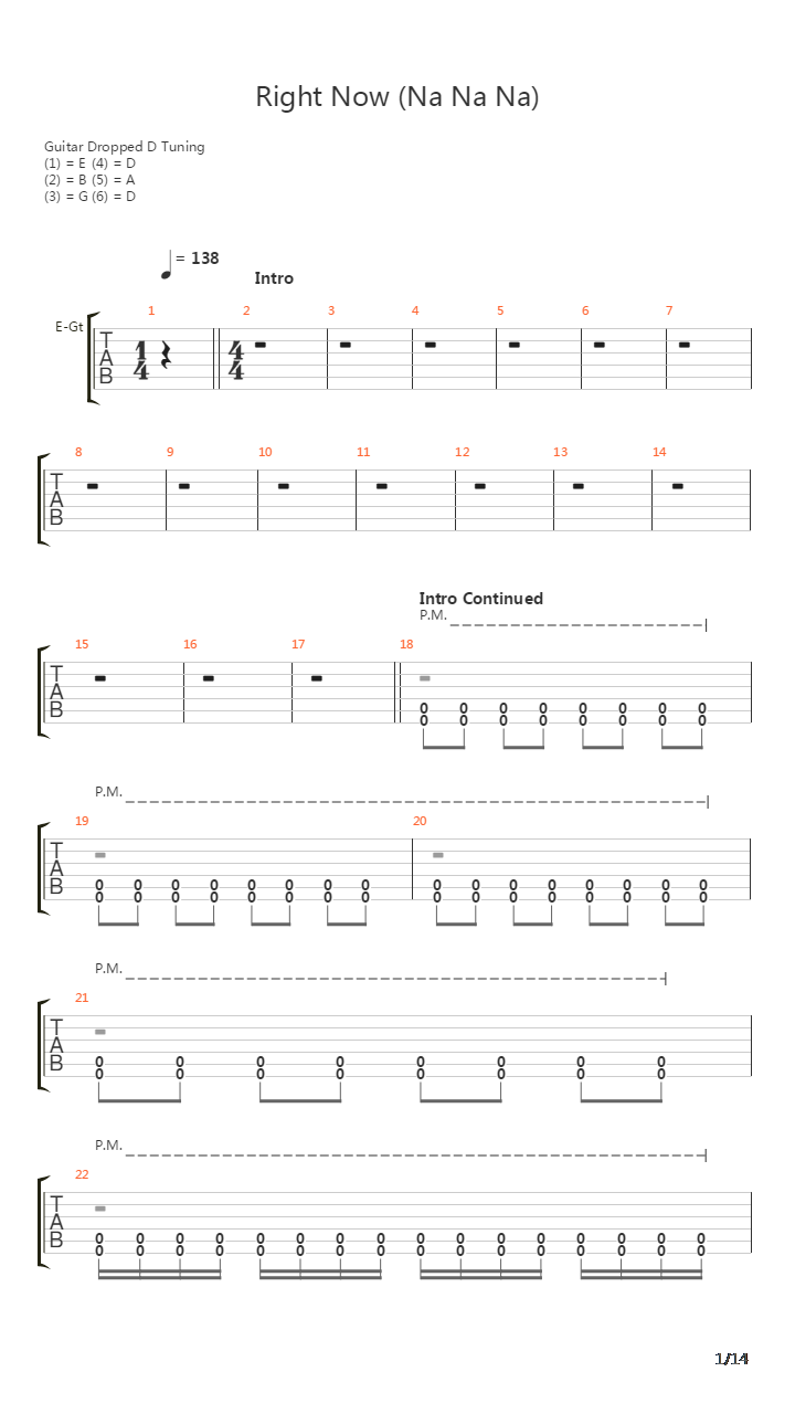 Right Now Na Na Na吉他谱