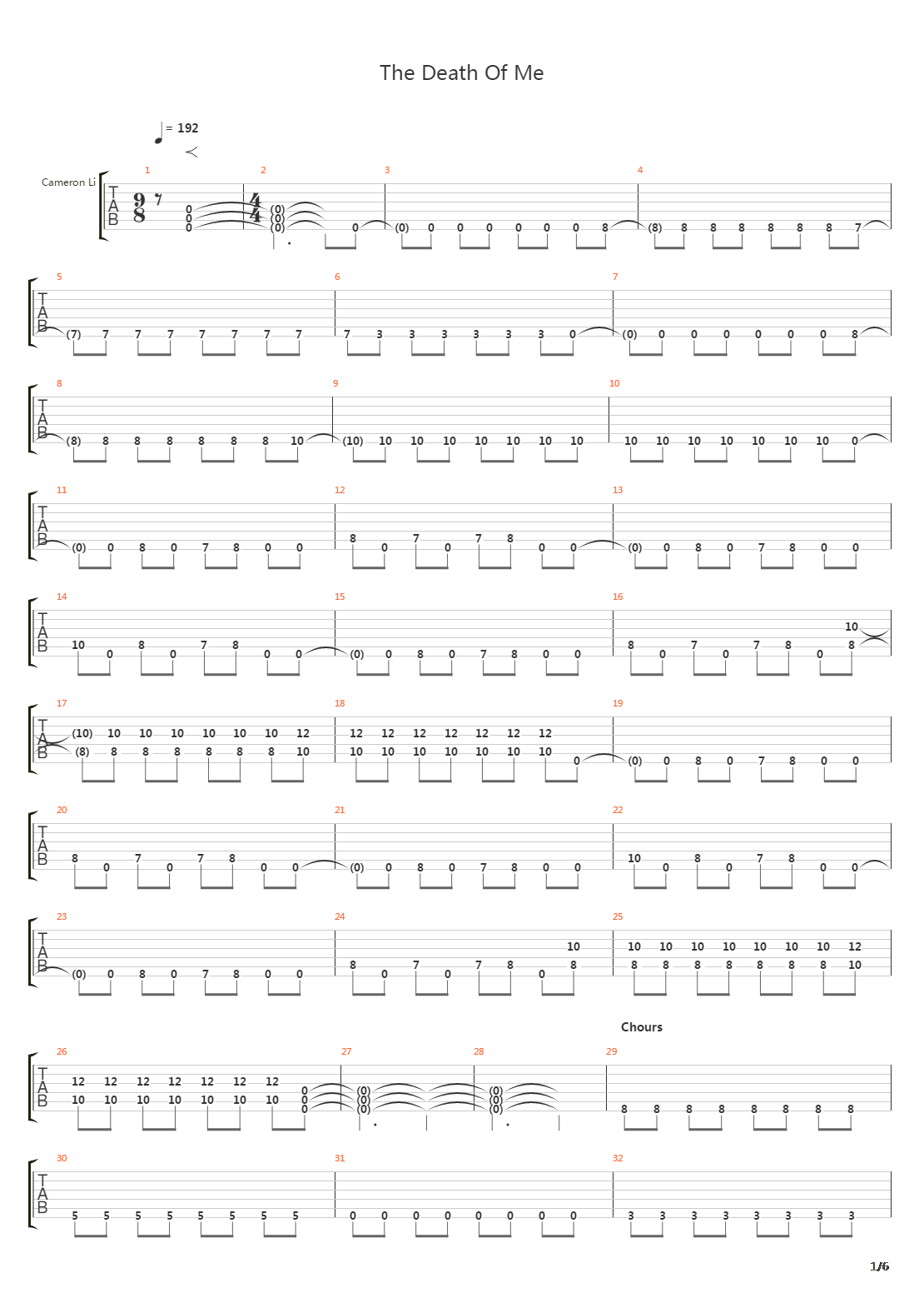 The Death Of Me吉他谱