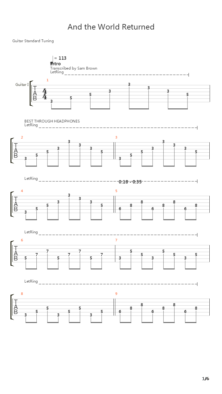 And The World Returned吉他谱