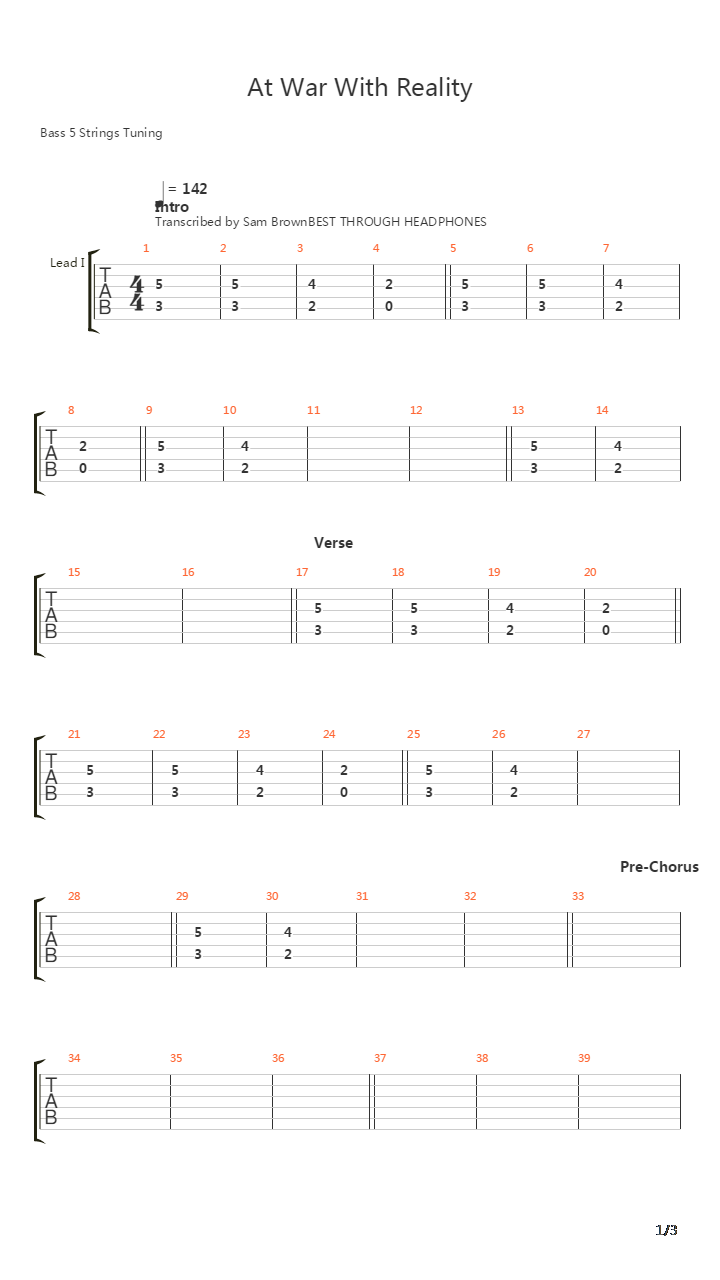 At War With Reality吉他谱