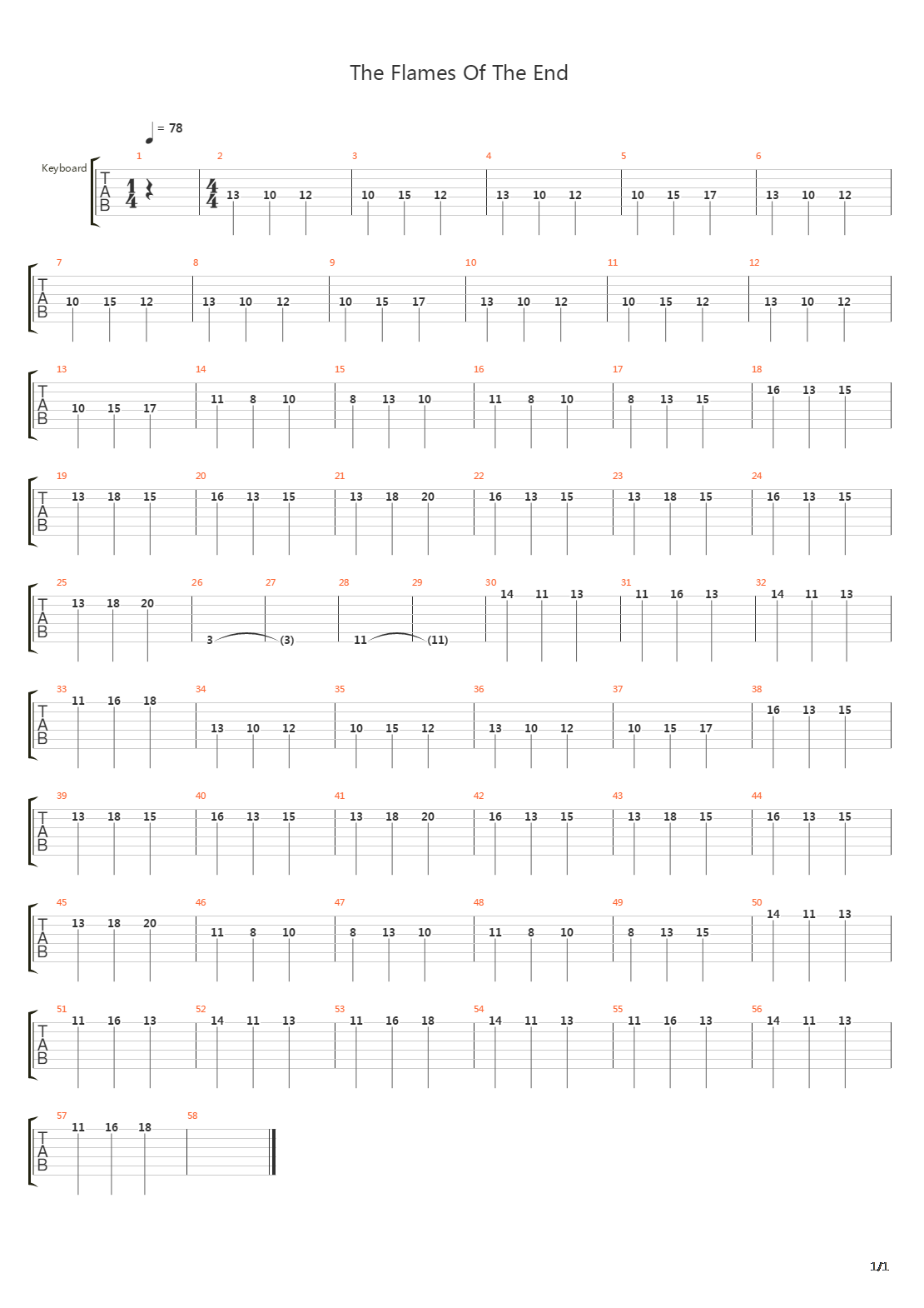 Flames Of The End吉他谱