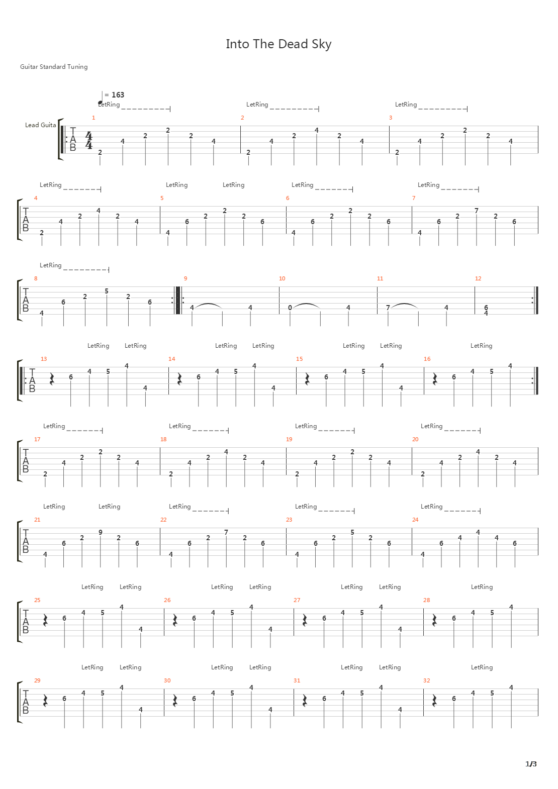 Into The Dead Sky吉他谱