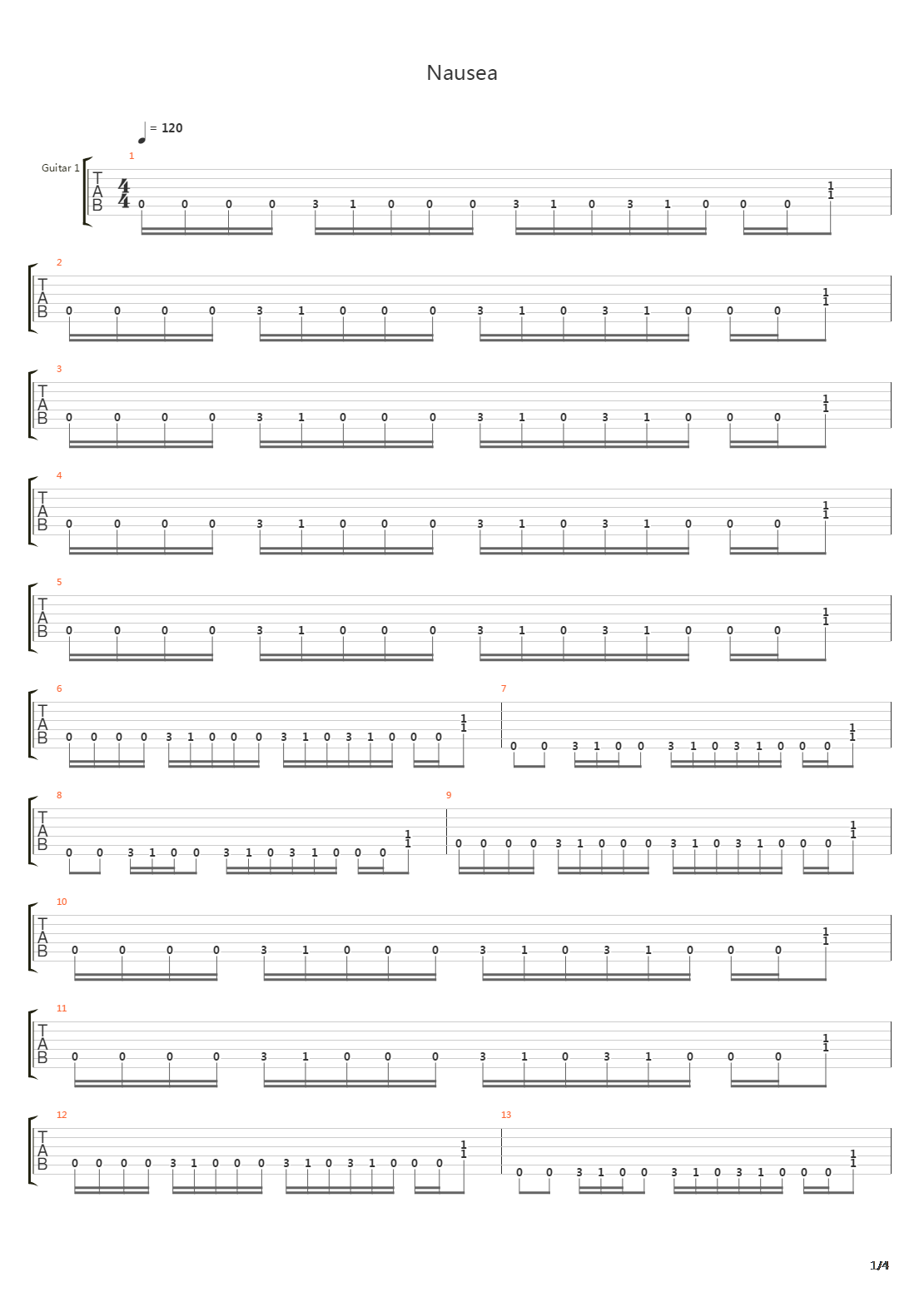 Nausea吉他谱