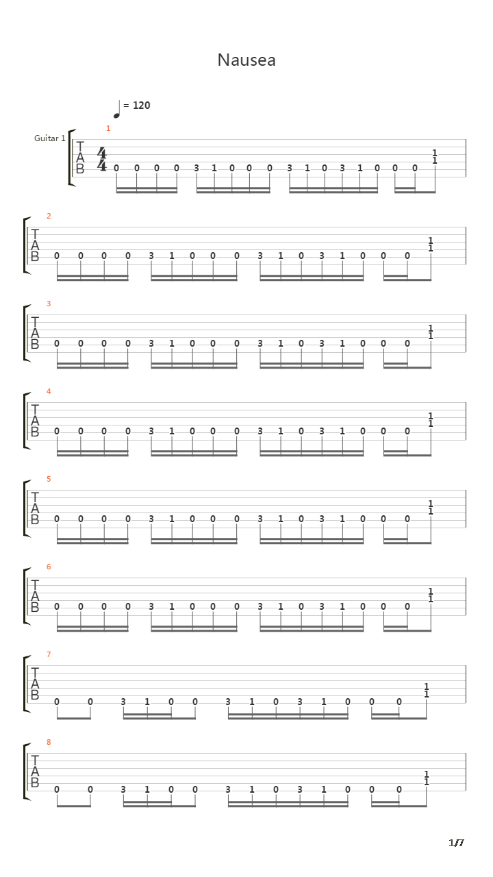 Nausea吉他谱