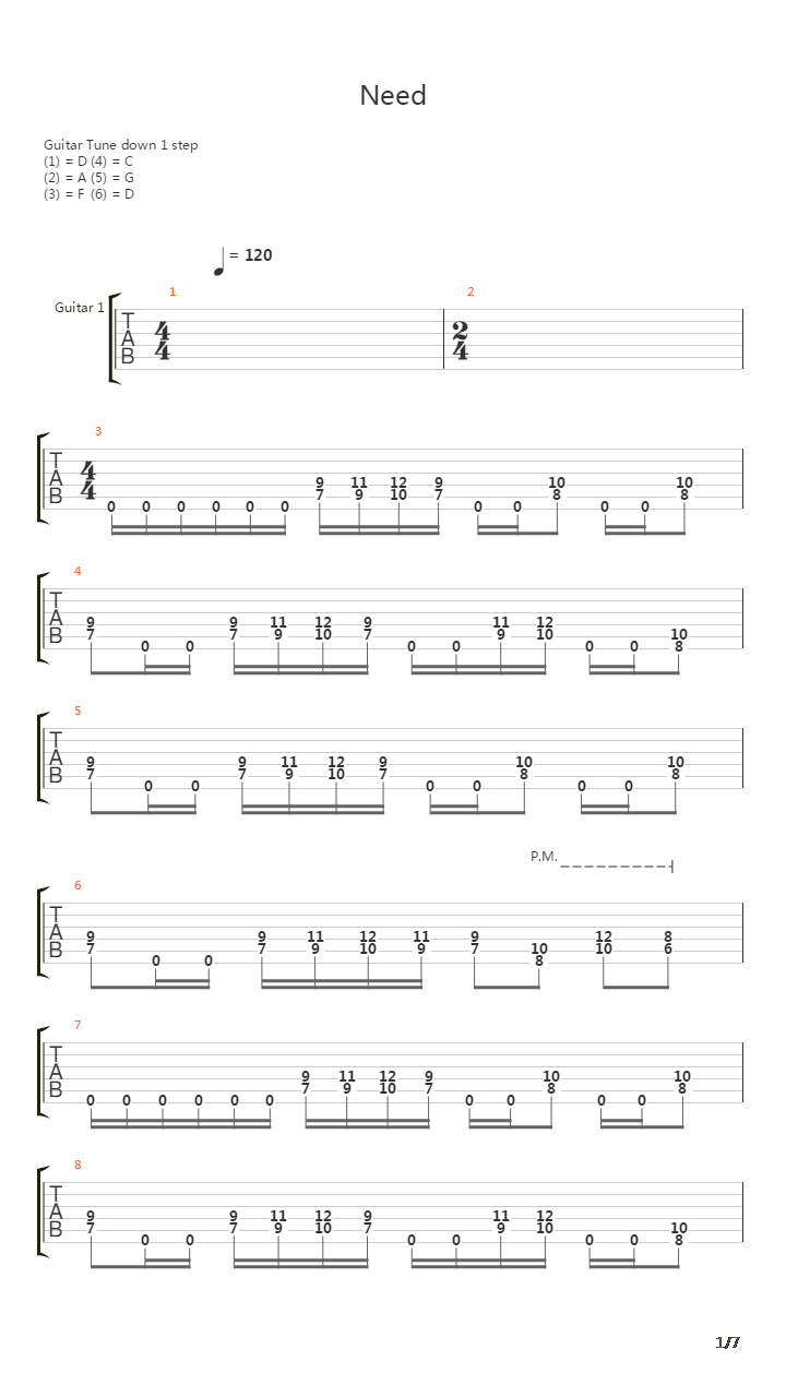 Need吉他谱