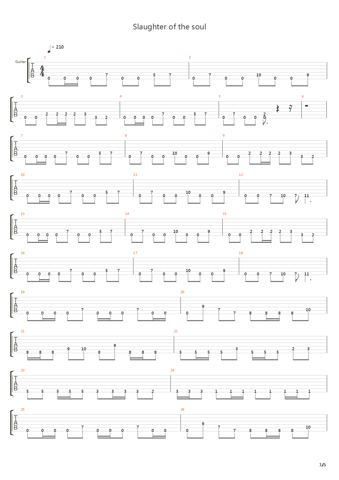 Slaughter Of The Soul吉他谱
