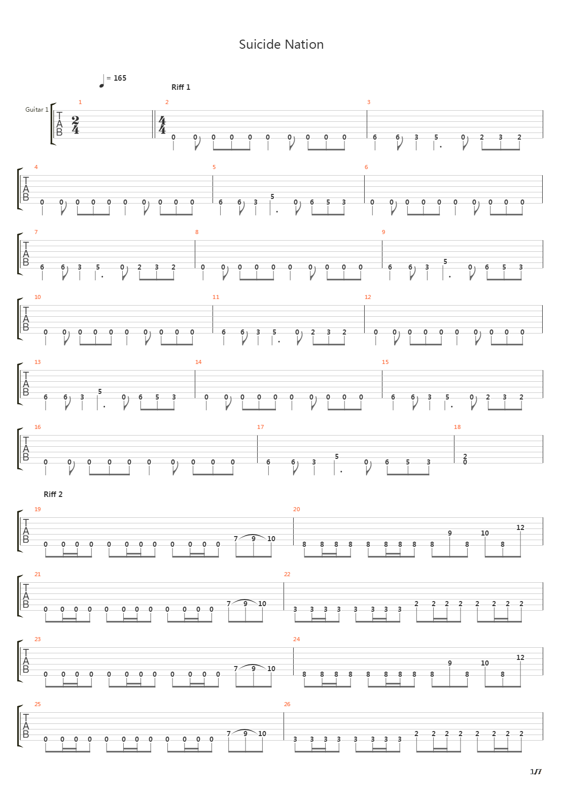 Suicide Nation吉他谱