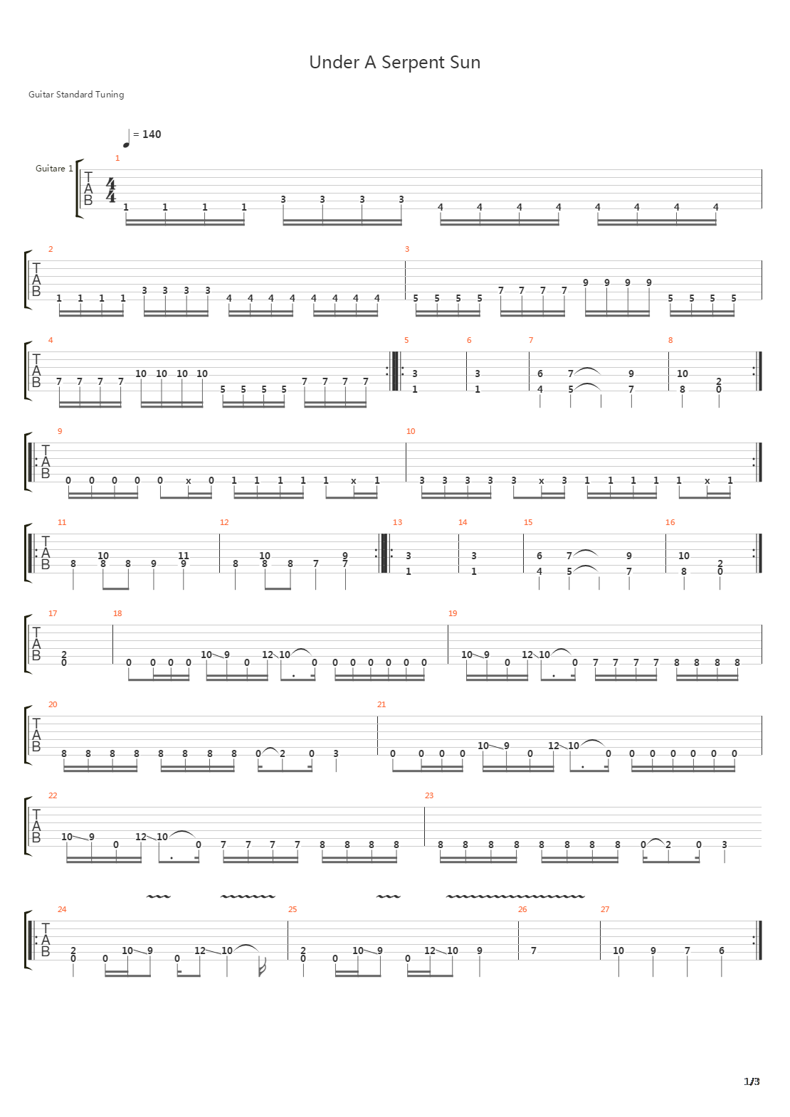 Under A Serpent Sun吉他谱