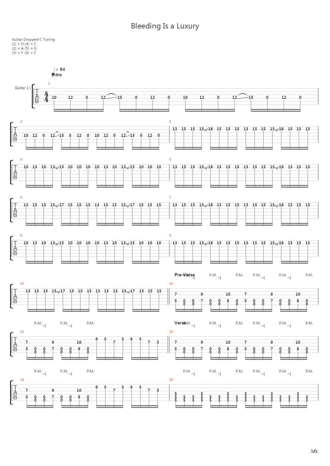 Bleeding Is A Luxury吉他谱