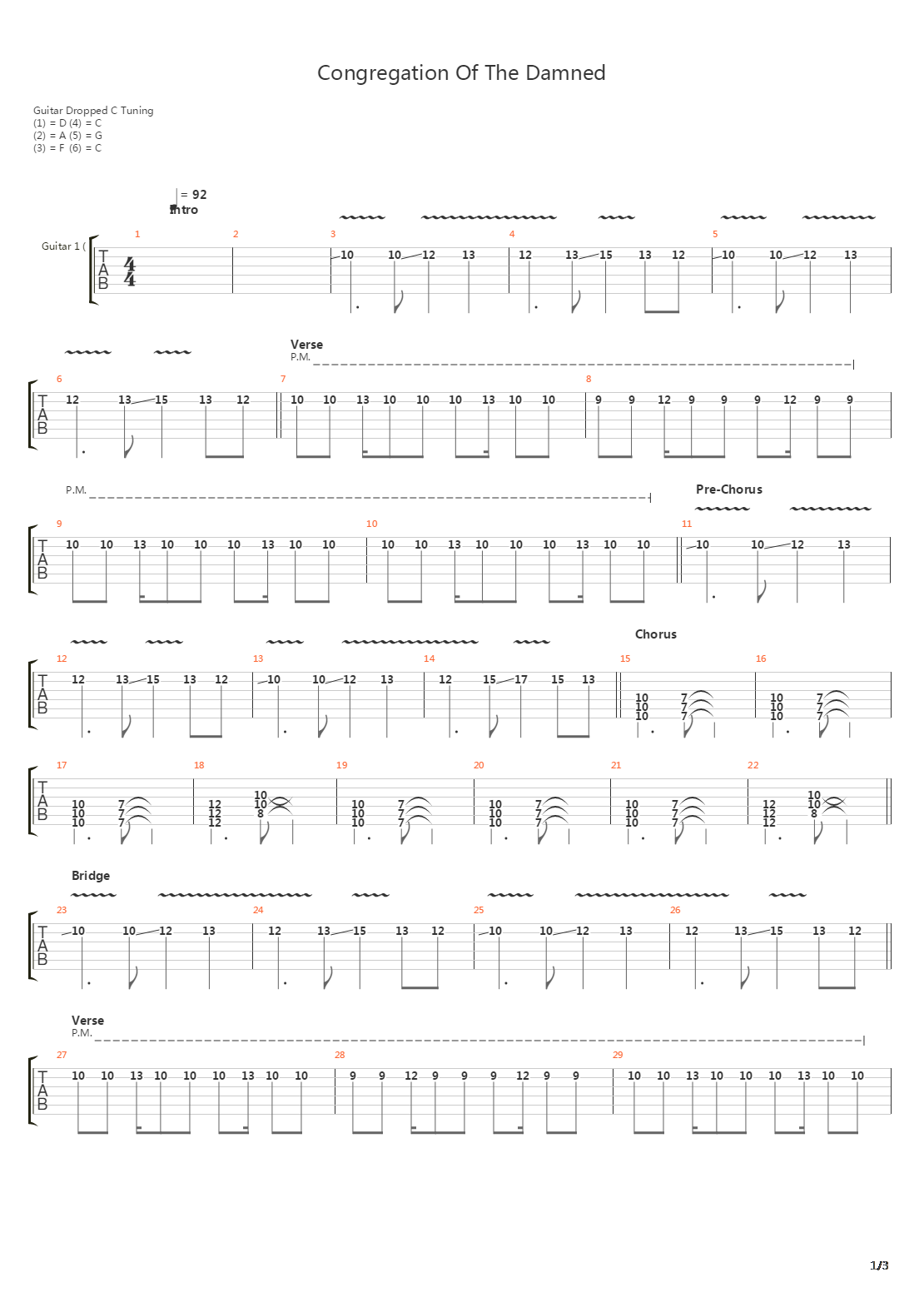 Congregation Of The Damned吉他谱