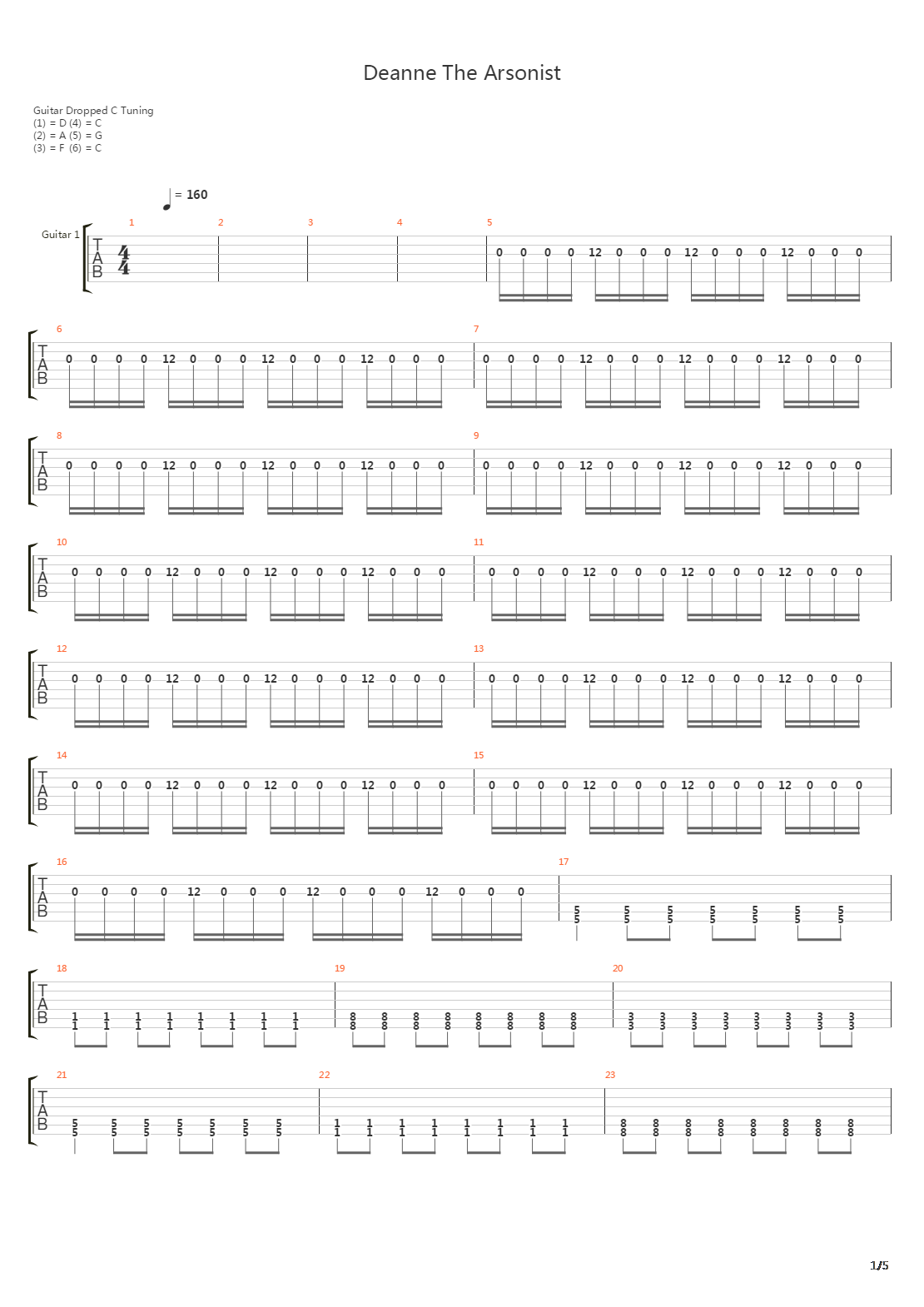 Deanne The Arsonist吉他谱