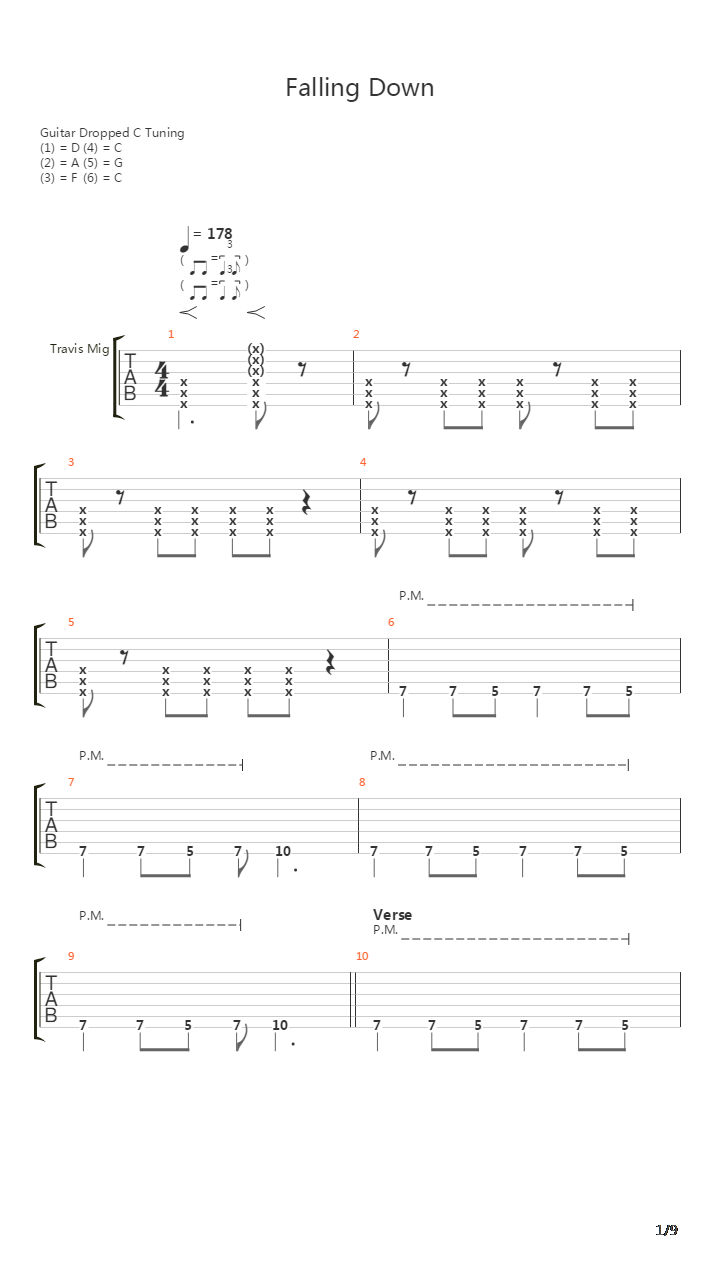 Falling Down吉他谱