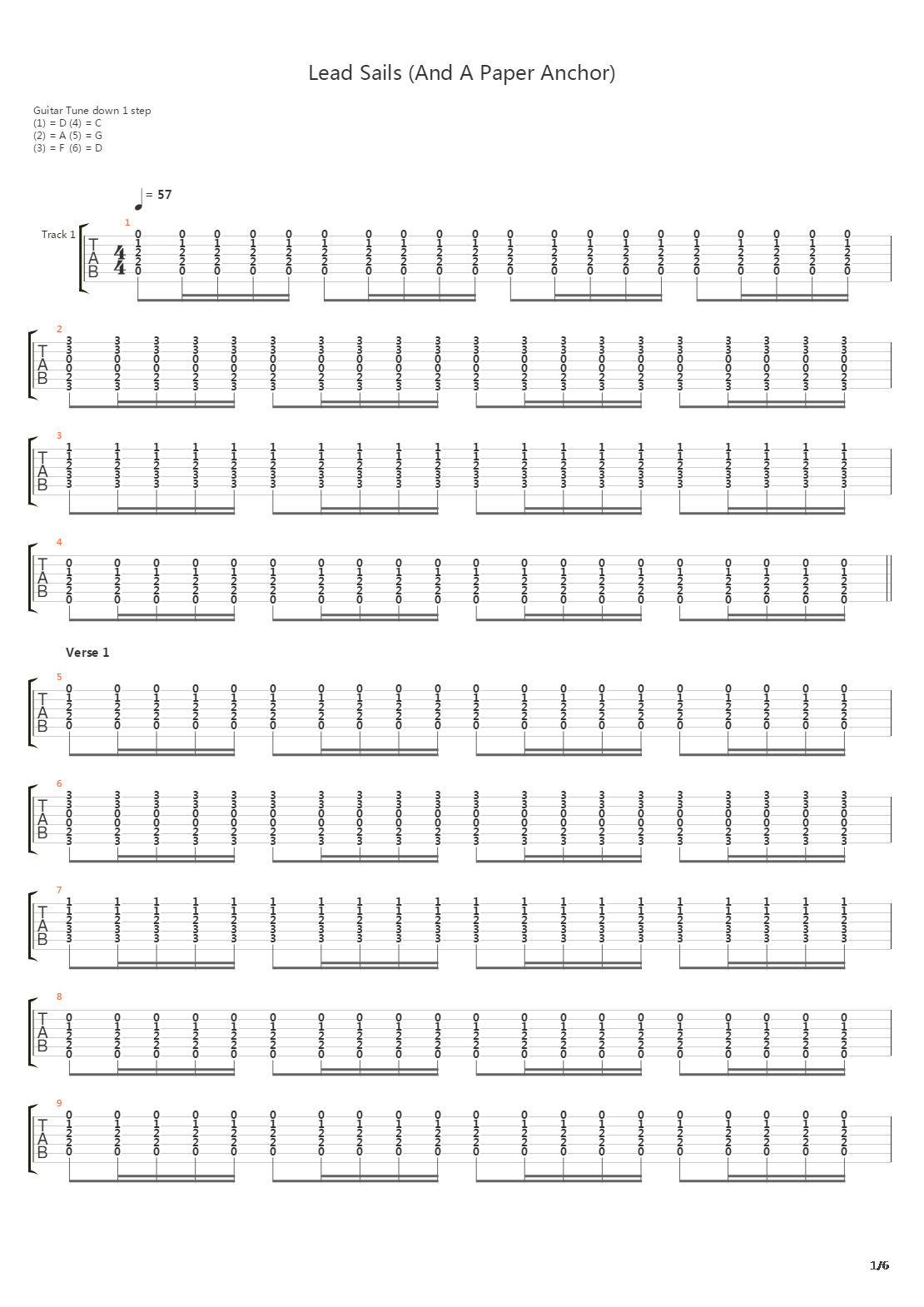 Lead Sails And A Paper Anchor吉他谱