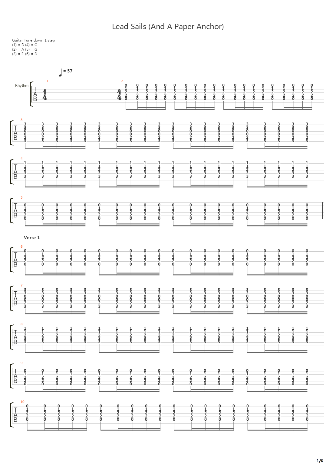 Lead Sails And A Paper Anchor吉他谱