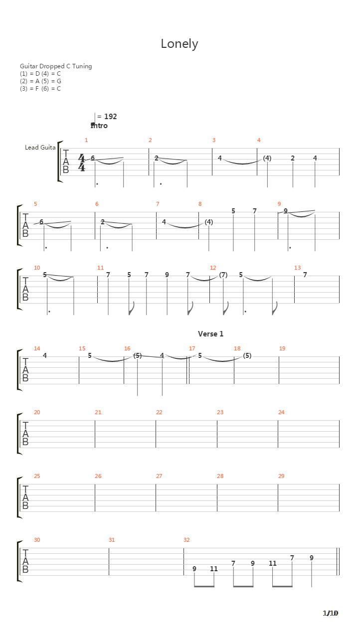 Lonely吉他谱