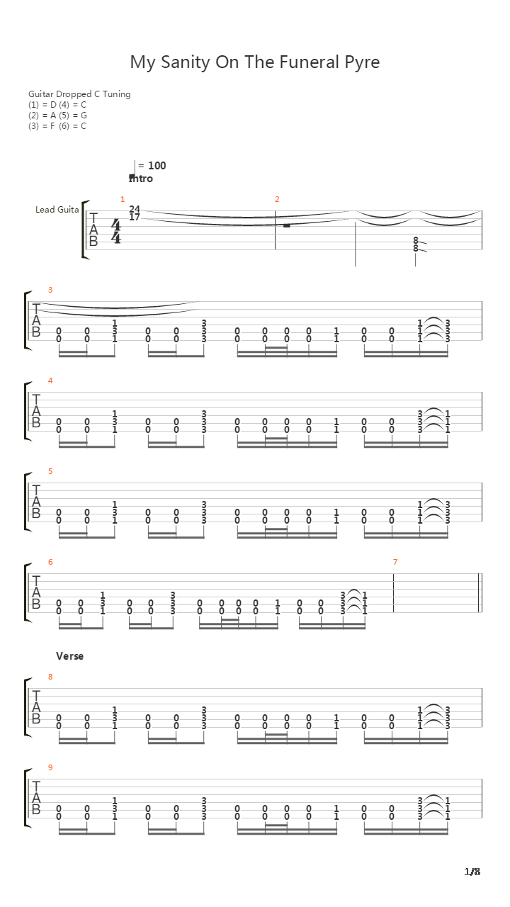 My Sanity On The Funeral Pyre吉他谱