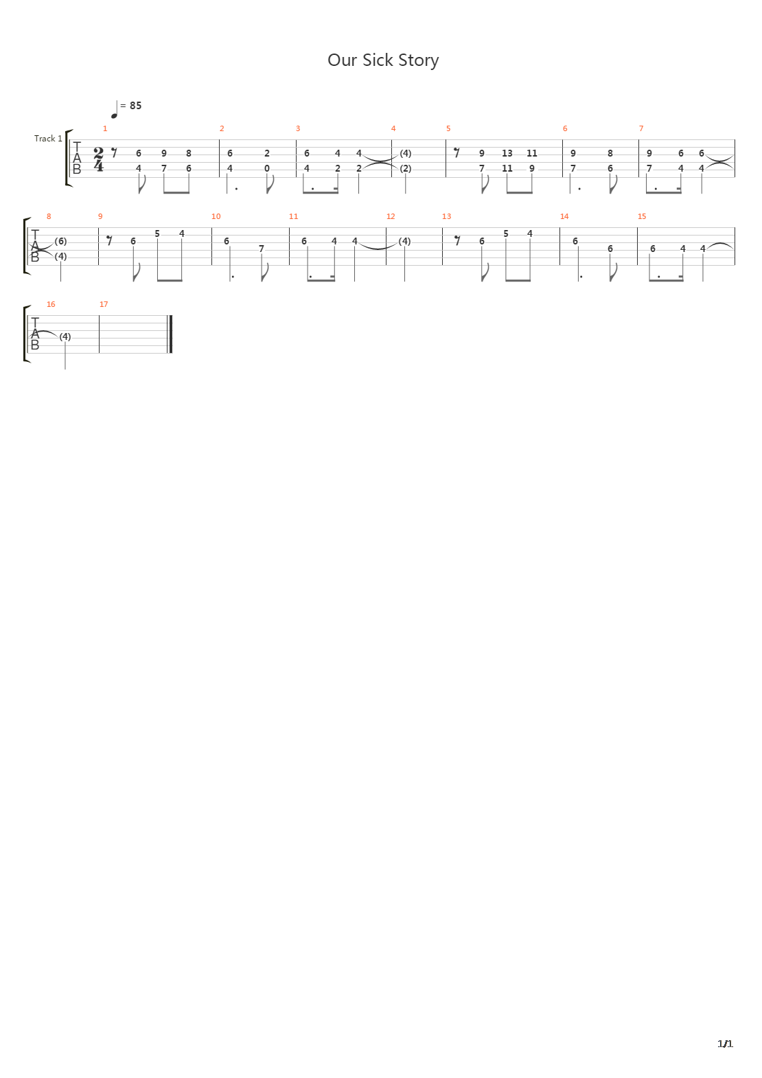 Our Sick Story Thus Far吉他谱
