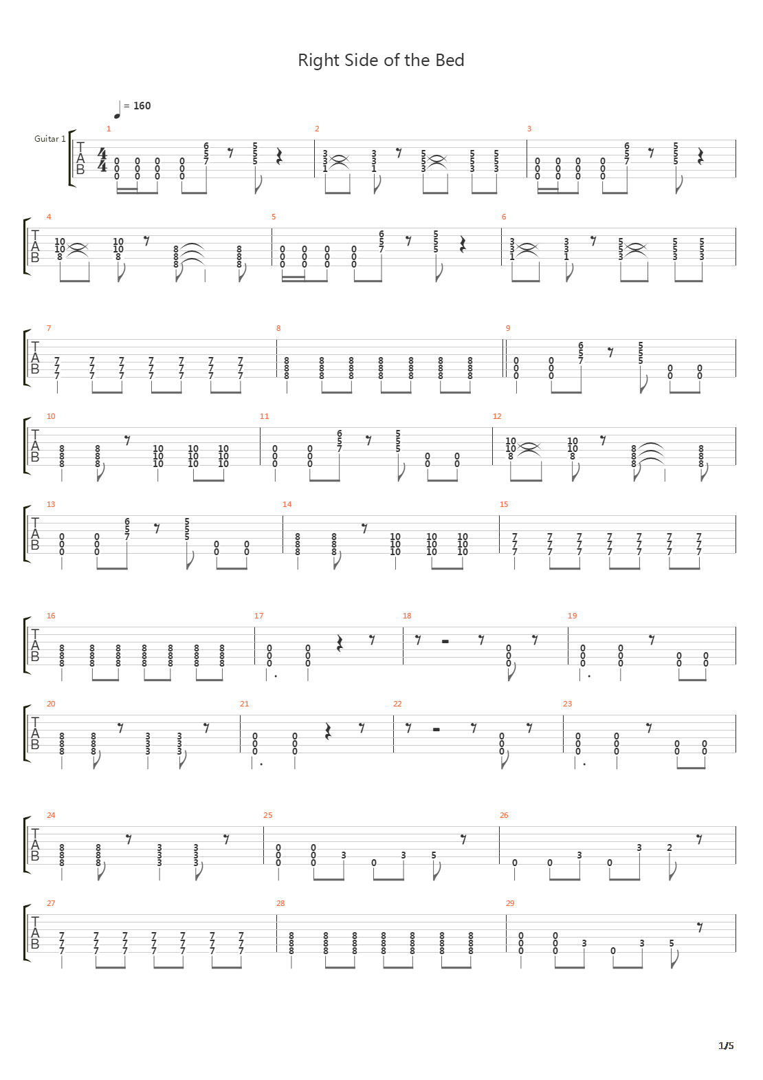 Right Side Of The Bed吉他谱