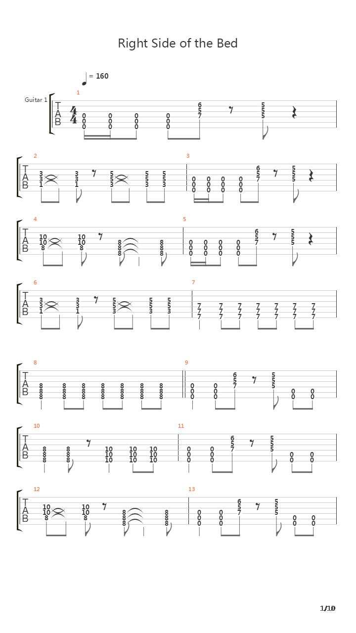 Right Side Of The Bed吉他谱