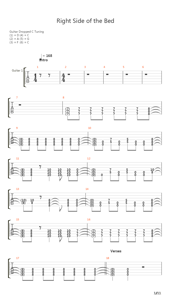 Right Side Of The Bed吉他谱