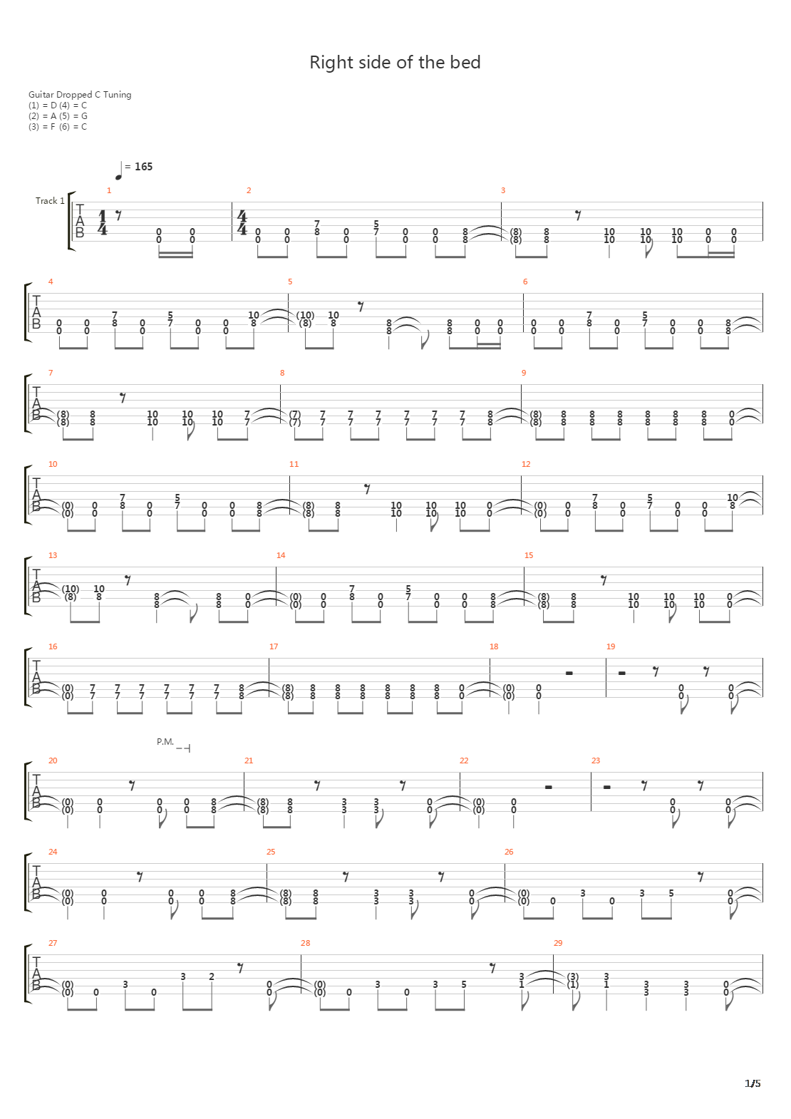 Right Side Of The Bed吉他谱