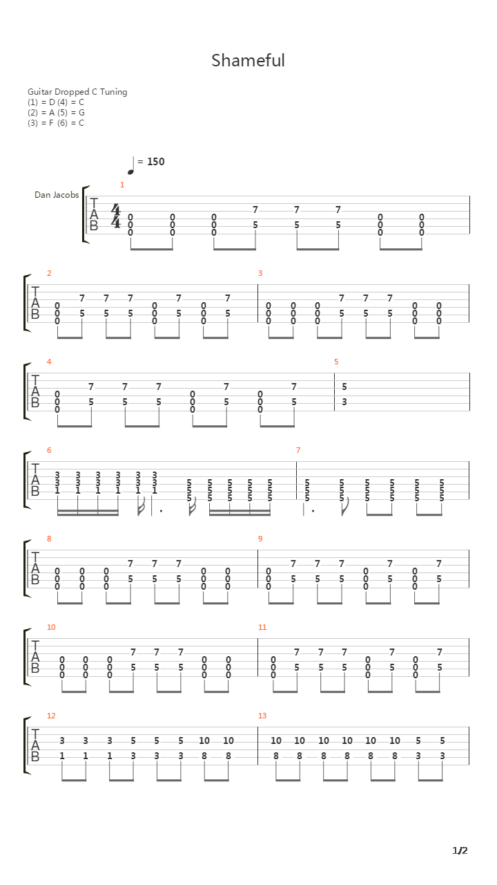 Shameful吉他谱