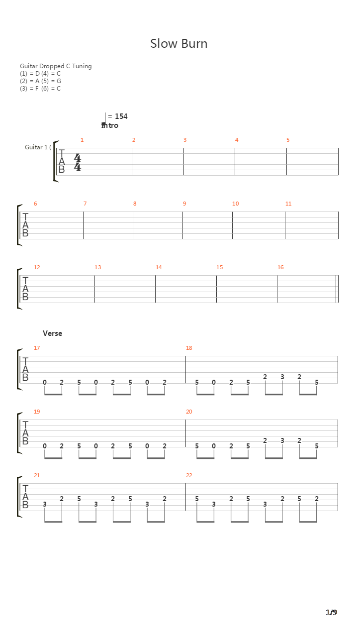 Slow Burn吉他谱