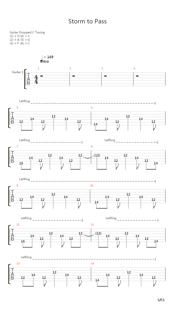 Storm To Pass吉他谱