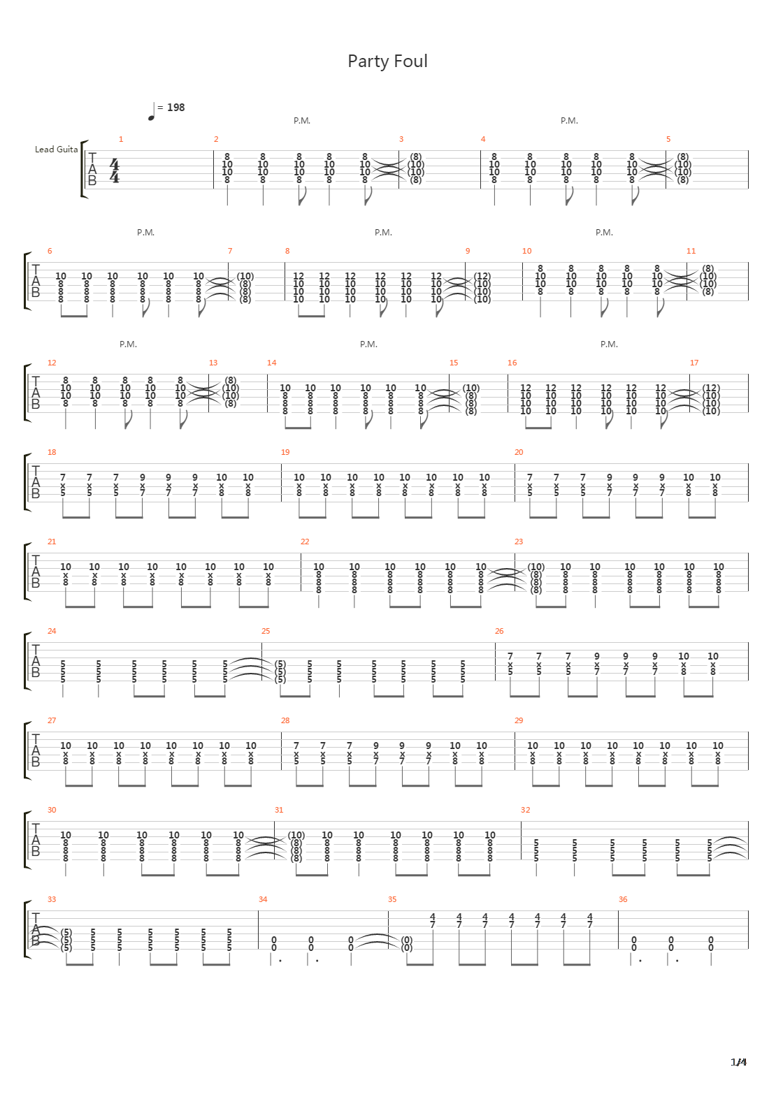 Party Foul吉他谱