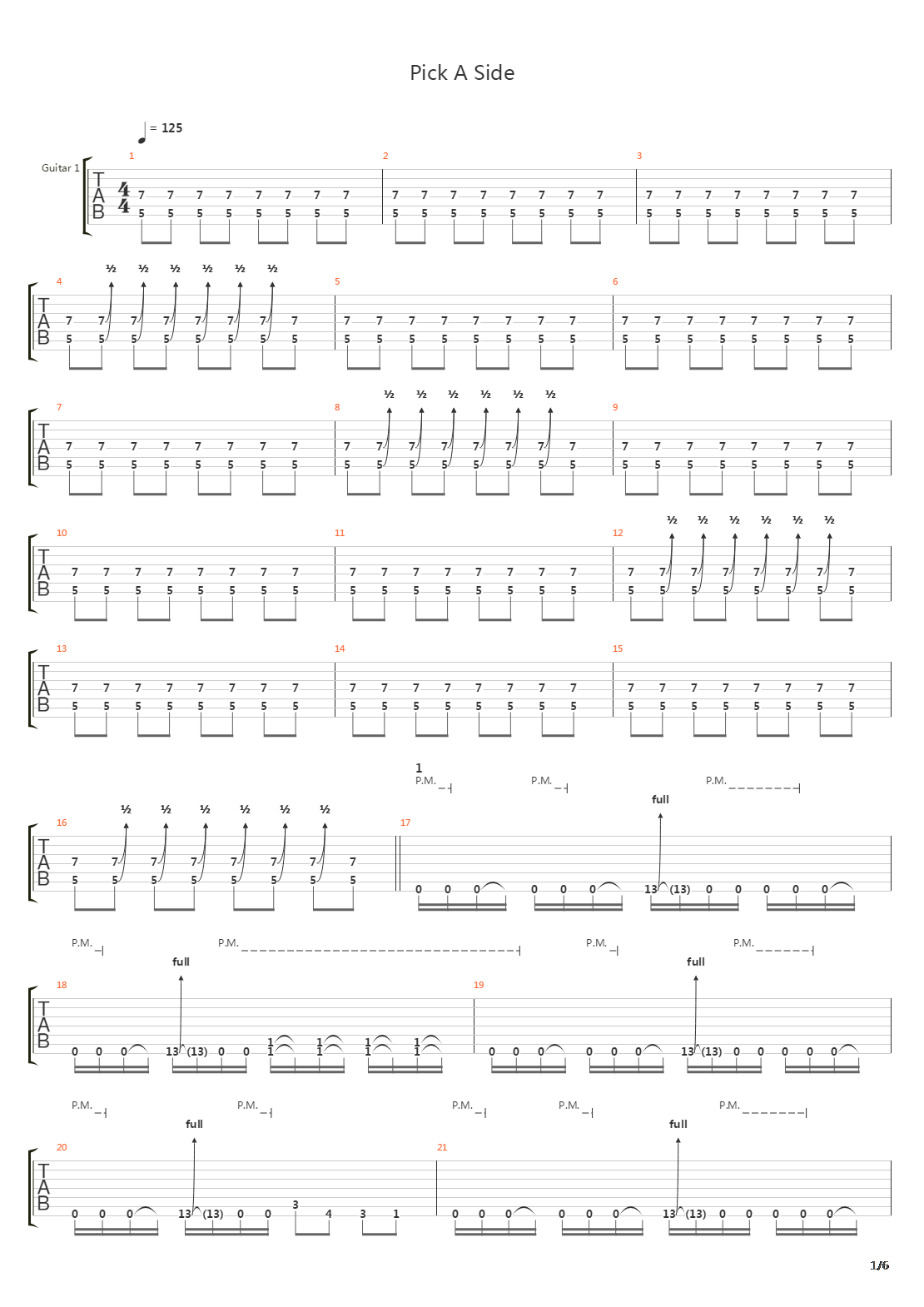 Pick A Side吉他谱