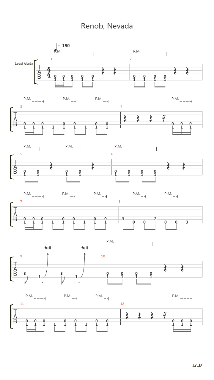 Renob Nevada吉他谱