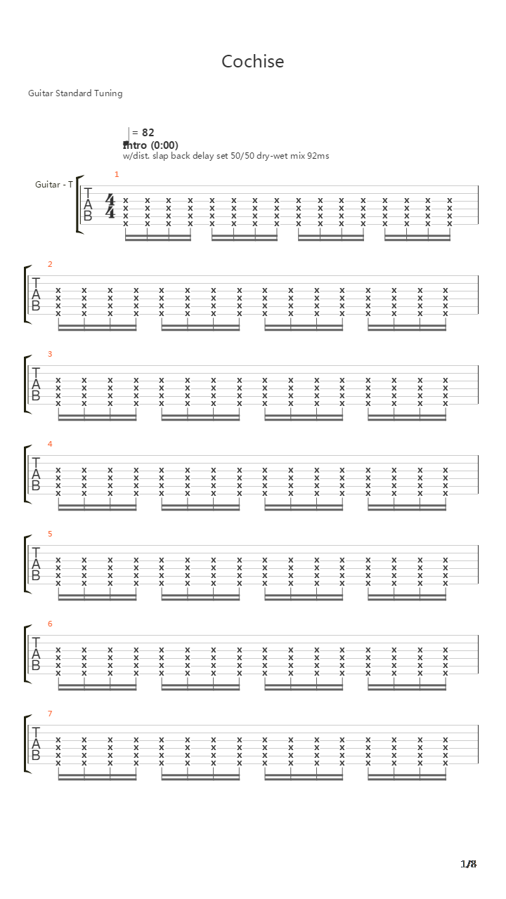 Cochise吉他谱